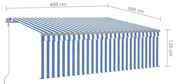 Automatska tenda na uvlačenje s roletom 4 x 3 m plavo-bijela - Plava i bijela 4 x 3 m 1 Plava i bijela