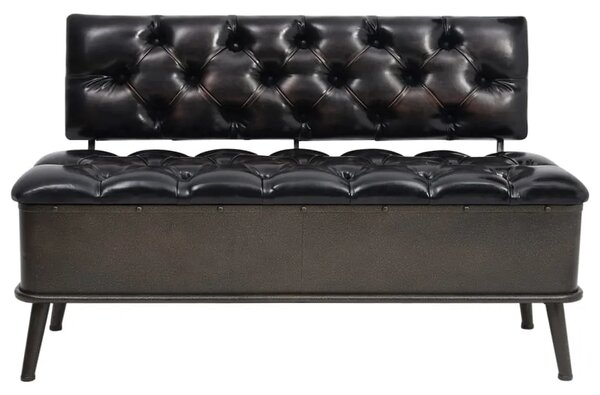 Klupa za pohranu s naslonom 110 cm crna od umjetne kože - Crna 110 x 52 x 75 cm Crna 110 x 52 x 75 cm