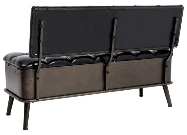 Klupa za pohranu s naslonom 110 cm crna od umjetne kože - Crna 110 x 52 x 75 cm Crna 110 x 52 x 75 cm