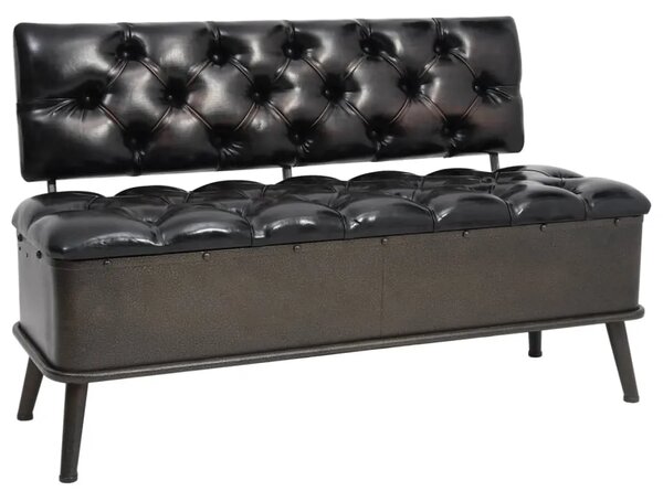 Klupa za pohranu s naslonom 110 cm crna od umjetne kože - Crna 110 x 52 x 75 cm Crna 110 x 52 x 75 cm