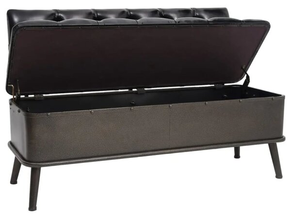 Klupa za pohranu s naslonom 110 cm crna od umjetne kože - Crna 110 x 52 x 75 cm Crna 110 x 52 x 75 cm