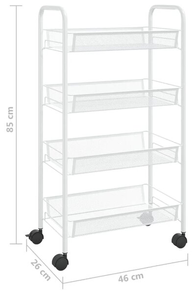 Kuhinjska kolica s 4 razine bijela 46 x 26 x 85 cm željezna - Bijela 46 x 26 x 85 cm Bijela 46 x 26 x 85 cm