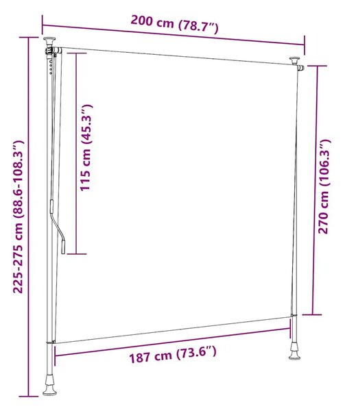 Vanjska roleta 200 x 270 cm antracit - Antracit 200 x 270 cm 1 Podesiva visina (225 – 275 cm)