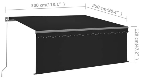 Tenda na ručno uvlačenje s roletom 3 x 2 5 m antracit - Antracit 3 x 2.5 m 1 Antracit