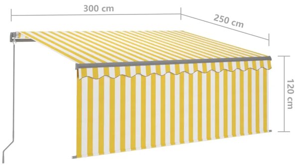Tenda na ručno uvlačenje s roletom 3 x 2 5 m žuto-bijela - Žuta i bijela 3 x 2.5 m 1 Žuta i bijela