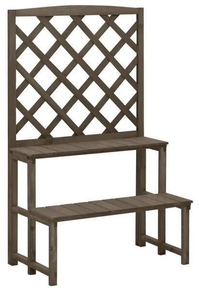 Stalak za biljke s rešetkom sivi 70x42x115 cm masivna jelovina - Siva 1 Siva