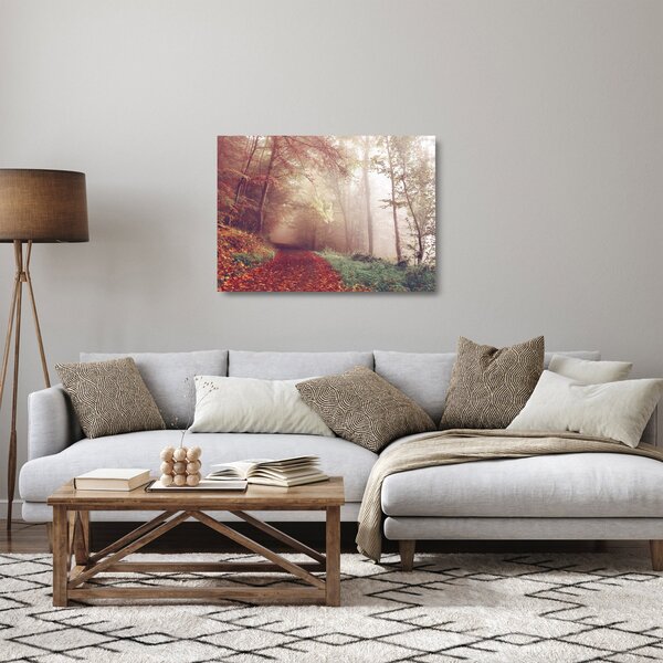 Staklena slika - Jesenja šetnja šumom (70x50 cm)