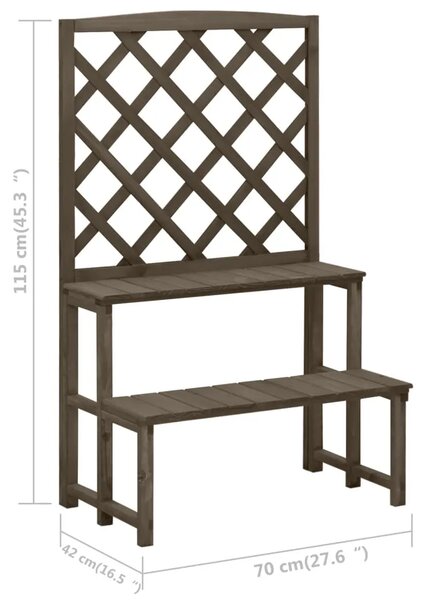 Stalak za biljke s rešetkom sivi 70x42x115 cm masivna jelovina - Siva 1 Siva