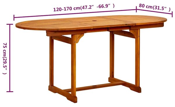 Vrtni stol - Blagovaonski stol (120-170) x 80 x 75 cm od drva bagrema - 170 x 80 x 75 cm 1 Ovalno 170 x 80 x 75 cm