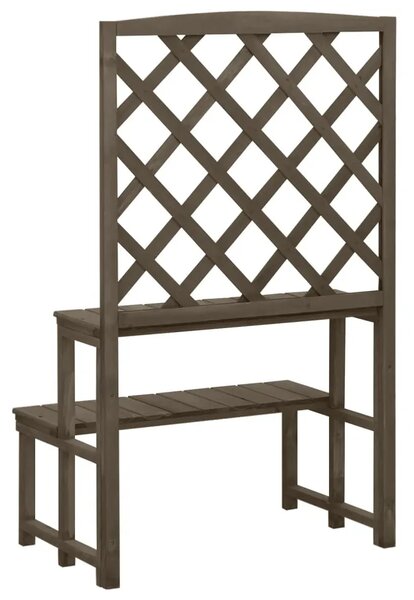 Stalak za biljke s rešetkom sivi 70x42x115 cm masivna jelovina - Siva 1 Siva