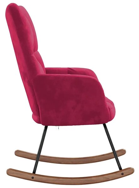 Stolica za ljuljanje crvena boja vina baršunasta - boja crnog vina 1 Bez naslona za noge Boja crnog vina