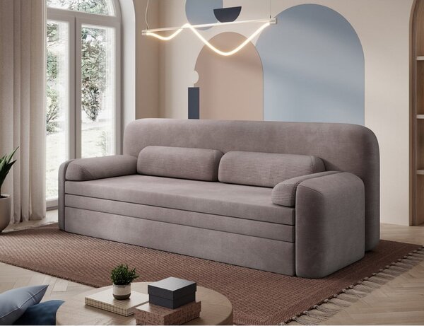 Smeđa sklopiva/s prostorom za odlaganje sofa od samta 236 cm Elioss – ELTAP