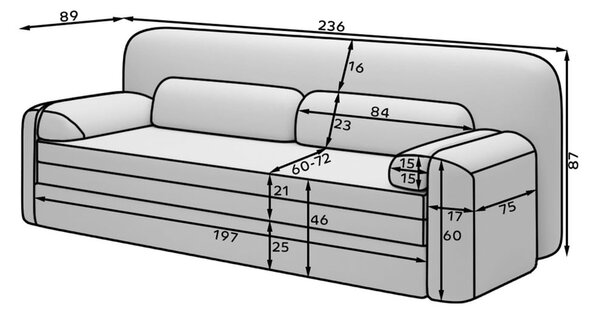 Smeđa sklopiva/s prostorom za odlaganje sofa od samta 236 cm Elioss – ELTAP