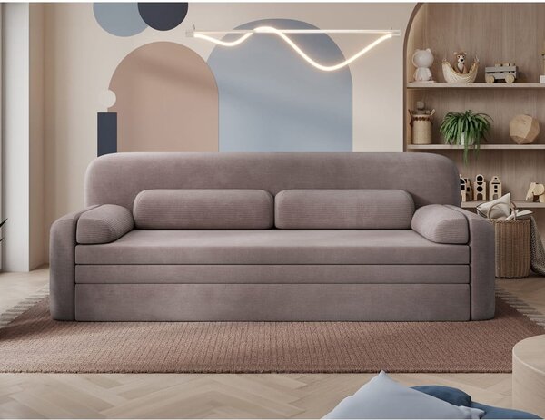 Smeđa sklopiva/s prostorom za odlaganje sofa od samta 236 cm Elioss – ELTAP