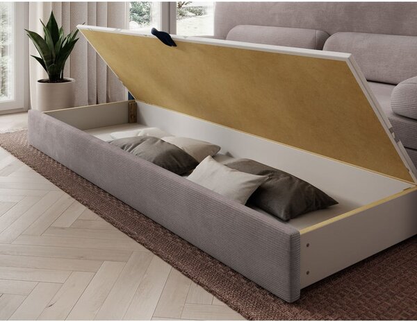 Smeđa sklopiva/s prostorom za odlaganje sofa od samta 236 cm Elioss – ELTAP