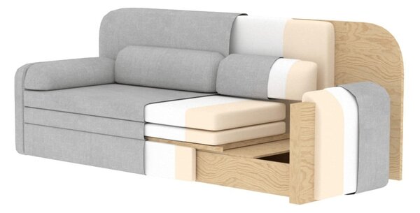 Smeđa sklopiva/s prostorom za odlaganje sofa od samta 236 cm Elioss – ELTAP