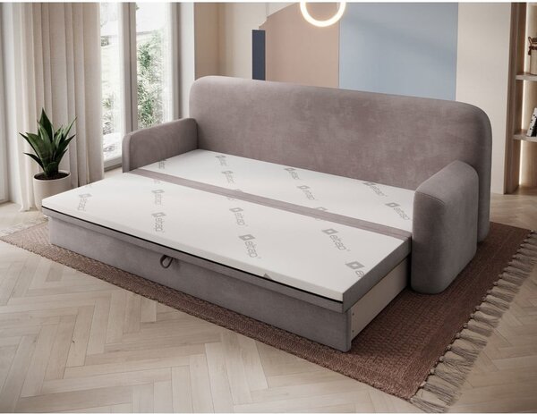 Smeđa sklopiva/s prostorom za odlaganje sofa od samta 236 cm Elioss – ELTAP