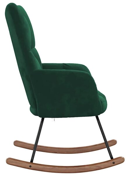 Stolica za ljuljanje tamnozelena baršunasta - Tamnozelena 1 Bez naslona za noge Tamnozelena