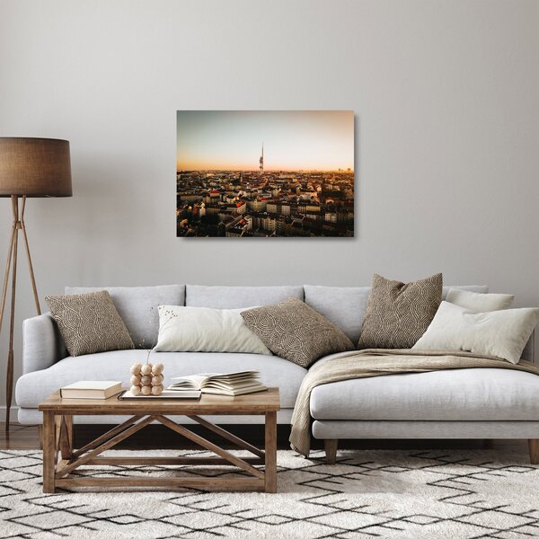 Staklena slika zalaska sunca nad Žižkovom (70x50 cm)