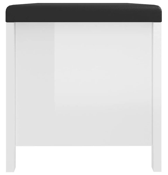 Kutija za pohranu s jastukom sjajna bijela 105x40x45 cm drvena - Visoko sjajno bijela 1 Visoko sjajno bijela