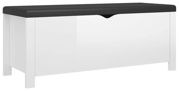 Kutija za pohranu s jastukom sjajna bijela 105x40x45 cm drvena - Visoko sjajno bijela 1 Visoko sjajno bijela