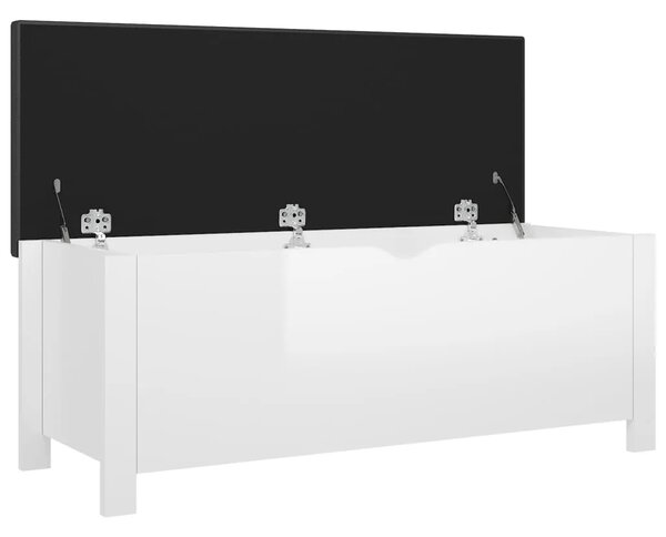 Kutija za pohranu s jastukom sjajna bijela 105x40x45 cm drvena - Visoko sjajno bijela 1 Visoko sjajno bijela