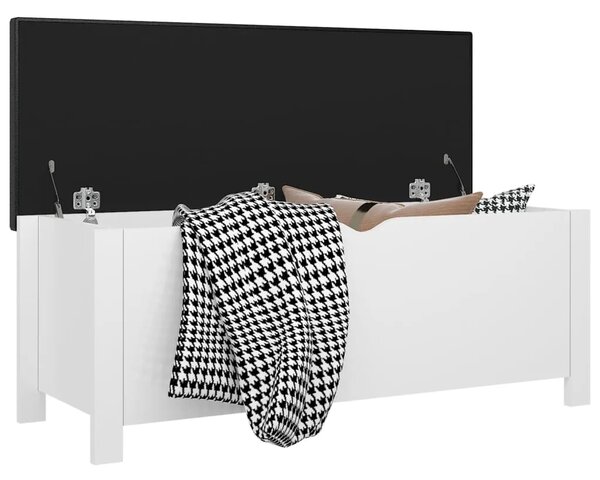Kutija za pohranu s jastukom sjajna bijela 105x40x45 cm drvena - Visoko sjajno bijela 1 Visoko sjajno bijela