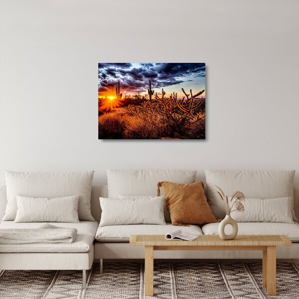 Staklena slika - Zlatni sat pustinje (70x50 cm)