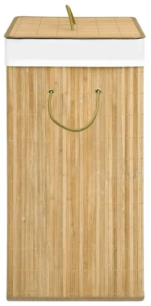 Košara za rublje od bambusa s 2 odjeljka 100 L - Svjetlosmeđa 52 x 32 x 62.5 cm 1 Svjetlosmeđa