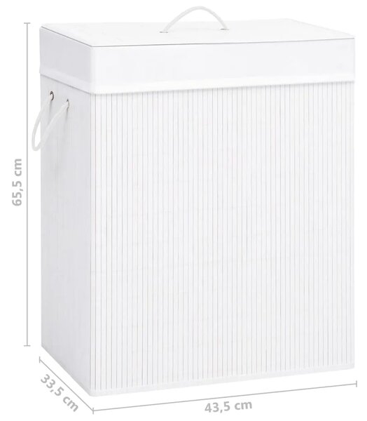 Košara za rublje od bambusa s jednim odjeljkom bijela 83 L - Bijela 43.5 x 33.5 x 65.5 cm 1 Bijela