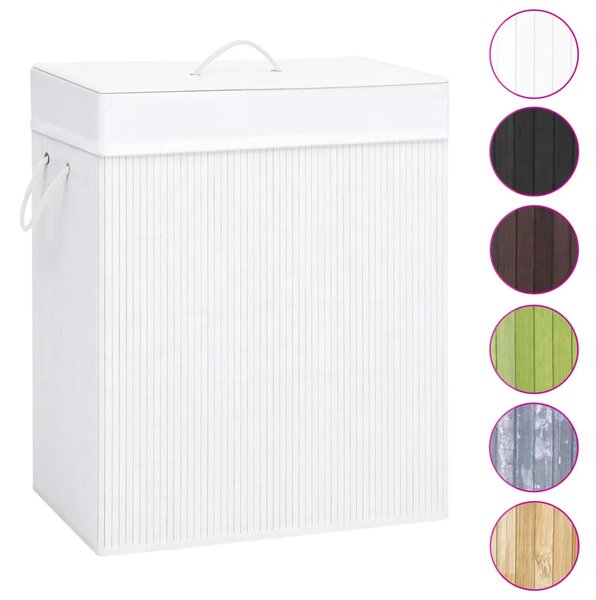 Košara za rublje od bambusa s jednim odjeljkom bijela 83 L - Bijela 43.5 x 33.5 x 65.5 cm 1 Bijela
