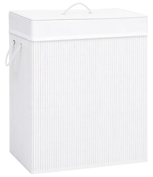 Košara za rublje od bambusa s jednim odjeljkom bijela 83 L - Bijela 43.5 x 33.5 x 65.5 cm 1 Bijela