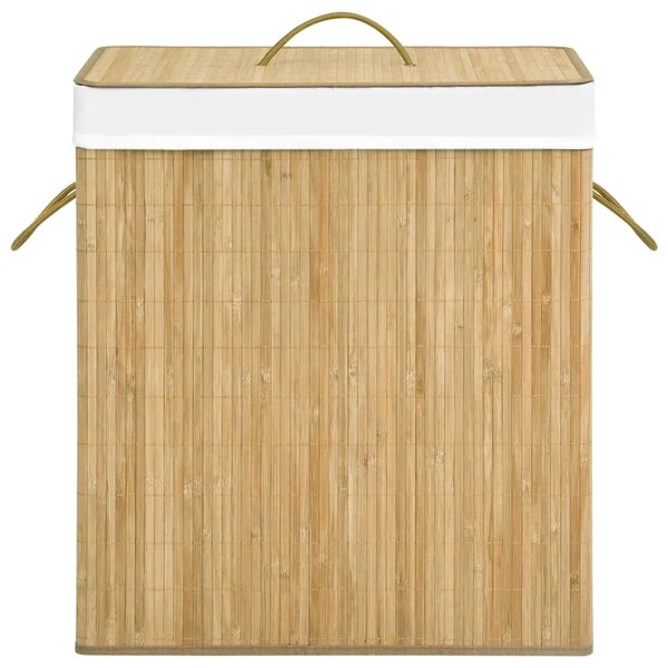 Košara za rublje od bambusa s 2 odjeljka 100 L - Svjetlosmeđa 52 x 32 x 62.5 cm 1 Svjetlosmeđa