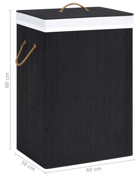 Košara za rublje od bambusa s jednim odjeljkom crna - Crna 40 x 30 x 60 cm 1 Crna