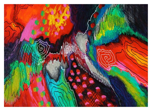 Apstraktna staklena slika - boje (70x50 cm)