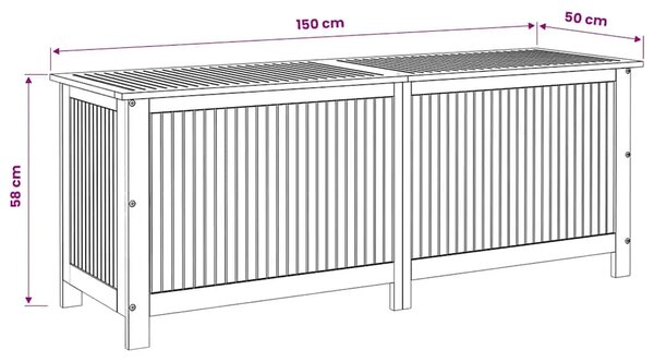 Vrtna kutija za pohranu 150 x 50 x 58 cm masivno bagremovo drvo - 150 x 50 x 58 cm 150 x 50 x 58 cm