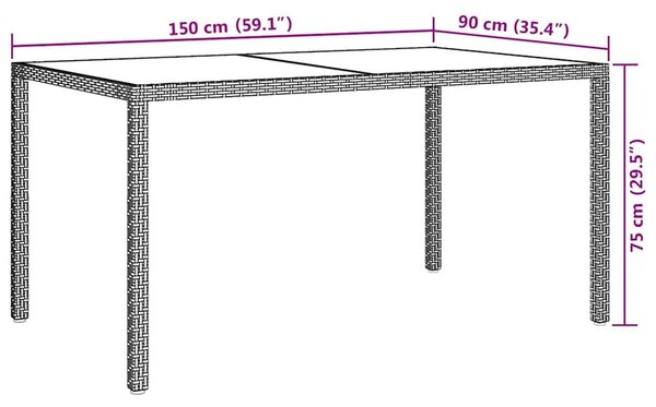 Vrtni stol 150 x 90 x 75 cm od kaljenog stakla i poliratana bež - Bež 150 x 90 x 75 cm 1 Bež