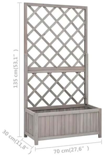 Sadilica s rešetkom siva 70x30x135 cm od masivne jelovine - Siva 70 x 30 x 135 cm 1 Siva