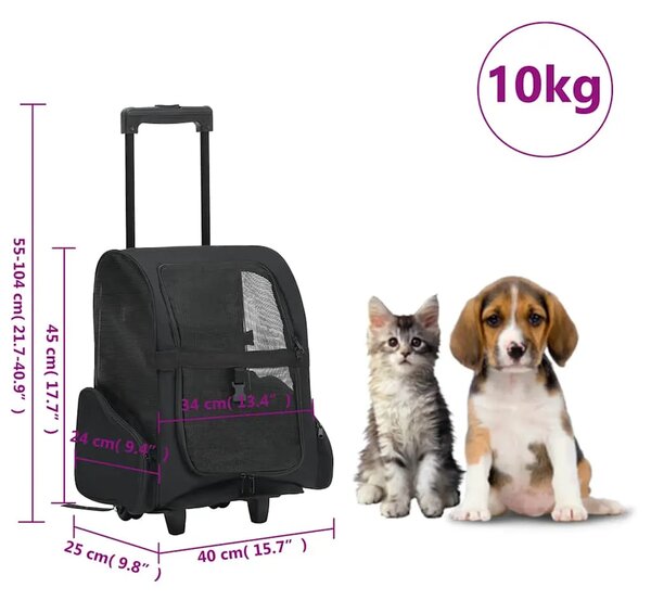 Sklopiva višenamjenska kolica za kućne ljubimce crna - Crna 40 x 25 x 55 cm Crna 40 x 25 x 55 cm