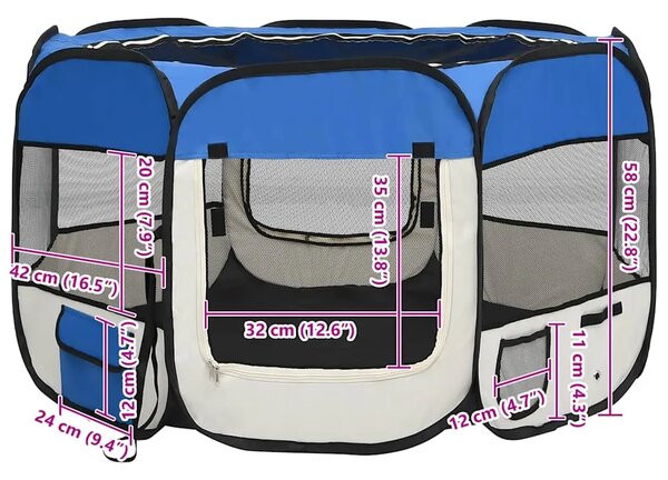 Sklopiva ogradica za pse s torbom plava 110 x 110 x 58 cm - Plava 110 x 110 x 58 cm 1 Plava