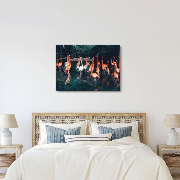 Staklena slika jata flaminga (70x50 cm)