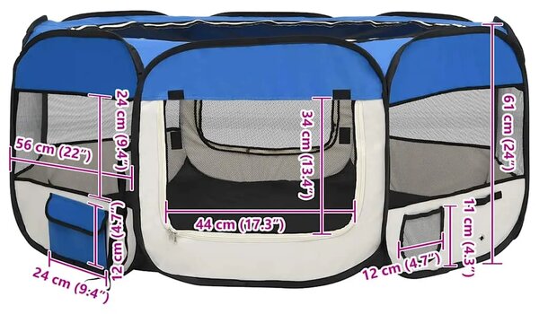 Sklopiva ogradica za pse s torbom plava 145 x 145 x 61 cm - Plava 145 x 145 x 61 cm 1 Plava