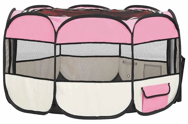 Sklopiva ogradica za pse s torbom za nošenje roza 110x110x58 cm - Ružičasta 110 x 110 x 58 cm 1 Ružičasta
