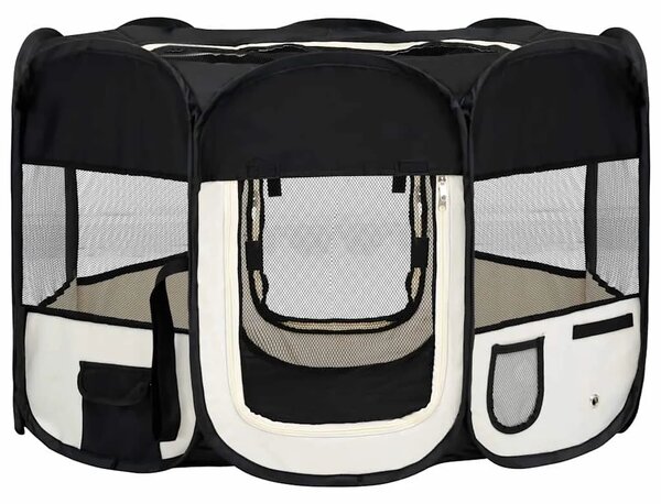 Sklopiva ogradica za pse s torbom za nošenje crna 110x110x58 cm - Crna 110 x 110 x 58 cm 1 Crna