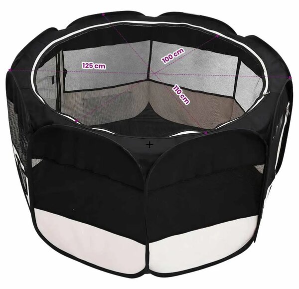Sklopiva ogradica za pse s torbom za nošenje crna 125x125x61 cm - Crna 125 x 125 x 61 cm 1 Crna
