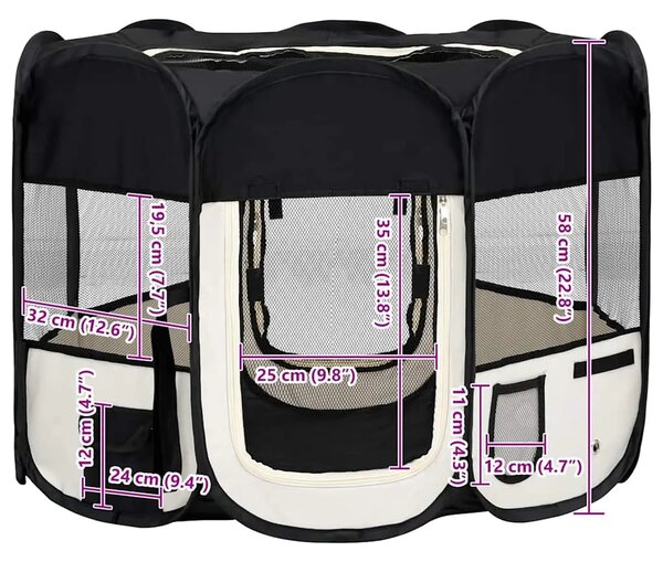 Sklopiva ogradica za pse s torbom za nošenje crna 90x90x58 cm - Crna 90 x 90 x 58 cm 1 Crna