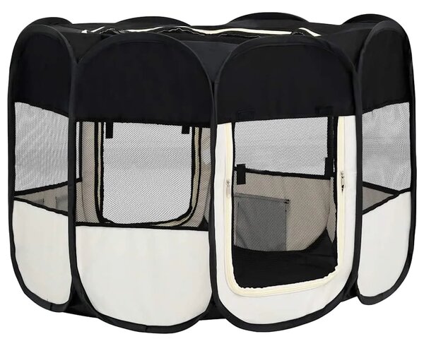 Sklopiva ogradica za pse s torbom za nošenje crna 90x90x58 cm - Crna 90 x 90 x 58 cm 1 Crna
