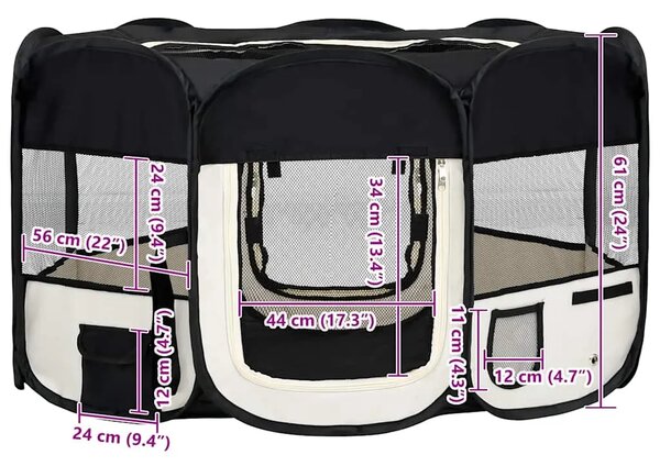 Sklopiva ogradica za pse s torbom za nošenje crna 145x145x61 cm - Crna 145 x 145 x 61 cm 1 Crna
