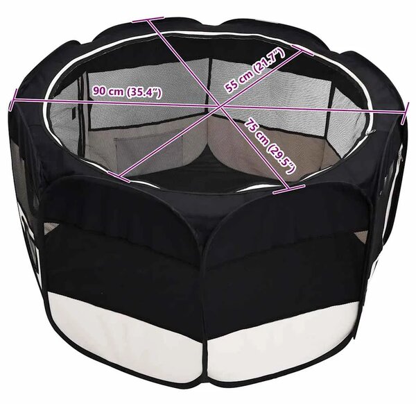 Sklopiva ogradica za pse s torbom za nošenje crna 90x90x58 cm - Crna 90 x 90 x 58 cm 1 Crna