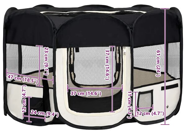 Sklopiva ogradica za pse s torbom za nošenje crna 125x125x61 cm - Crna 125 x 125 x 61 cm 1 Crna